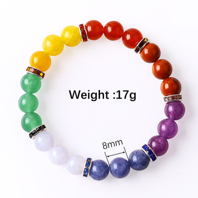 Wanita Batu Alam Chakra Batu permata Gelang 22.05inch/56cm