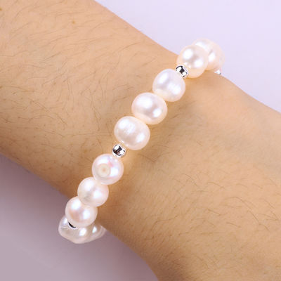8MM Pink Air Manis Mutiara Stretch Gelang Hati Crystal Ukiran