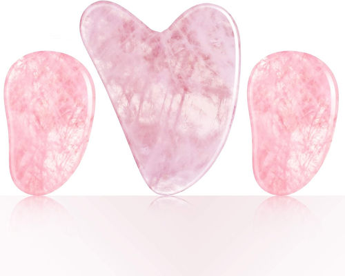 Polished Smooth Crystal Rose Quartz Gua Sha Board Jade Face Stone Untuk Anti Aging
