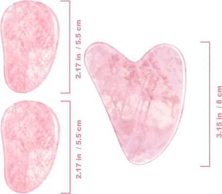 Polished Smooth Crystal Rose Quartz Gua Sha Board Jade Face Stone Untuk Anti Aging