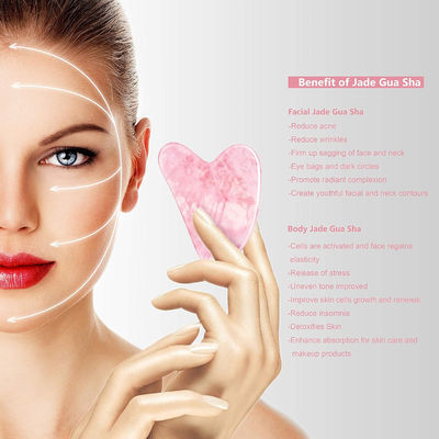 Polished Smooth Crystal Rose Quartz Gua Sha Board Jade Face Stone Untuk Anti Aging