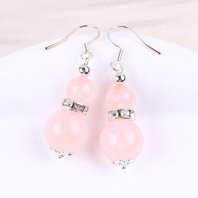 Earrings Batu Kristal buatan tangan Rose Kuarsa Batu permata Earrings Pendant