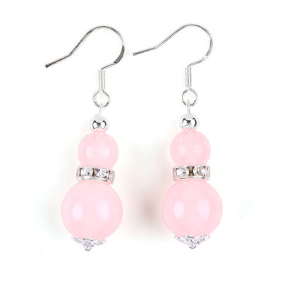 Earrings Batu Kristal buatan tangan Rose Kuarsa Batu permata Earrings Pendant