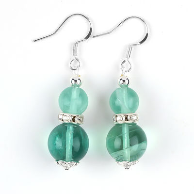 Earrings Batu Kristal buatan tangan Earrings Batu permata Fluorite Hijau Earrings Pendant