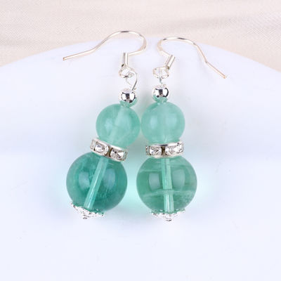 Earrings Batu Kristal buatan tangan Earrings Batu permata Fluorite Hijau Earrings Pendant