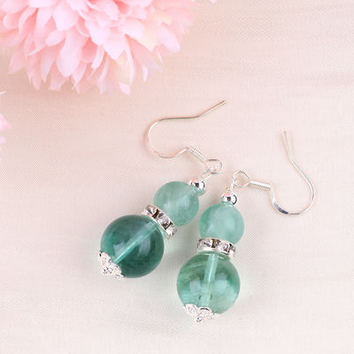 Earrings Batu Kristal buatan tangan Earrings Batu permata Fluorite Hijau Earrings Pendant