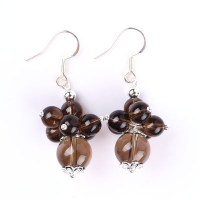 Earrings Batu Kristal buatan tangan Merokok Kuarsa Bunga Batu permata Earrings Pendant Manik