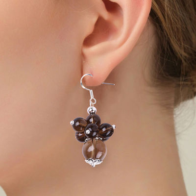 Earrings Batu Kristal buatan tangan Merokok Kuarsa Bunga Batu permata Earrings Pendant Manik