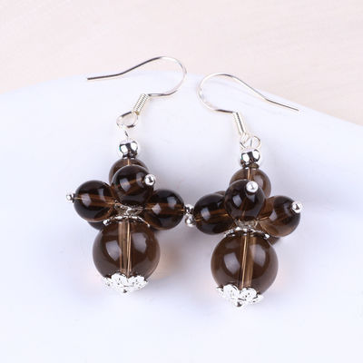 Earrings Batu Kristal buatan tangan Merokok Kuarsa Bunga Batu permata Earrings Pendant Manik