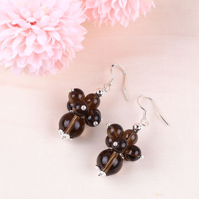 Earrings Batu Kristal buatan tangan Merokok Kuarsa Bunga Batu permata Earrings Pendant Manik