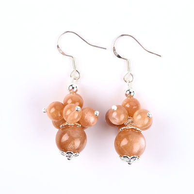 Earrings Batu Kristal buatan tangan Earrings Sunstone manik Earrings Batu permata Bunga Pendant Earrings