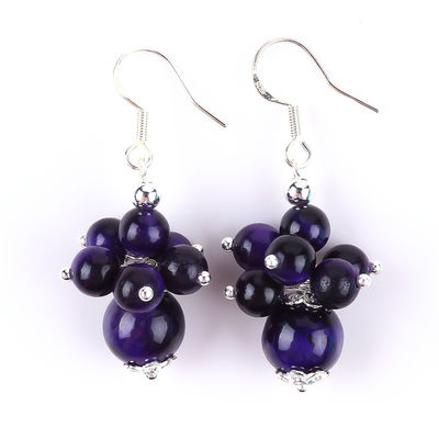 Earrings Batu Kristal buatan tangan Mata Harimau Ungu Batu permata Earrings Pendant Beaded