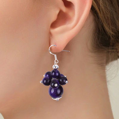 Earrings Batu Kristal buatan tangan Mata Harimau Ungu Batu permata Earrings Pendant Beaded
