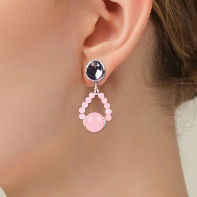 Earrings Batu Kristal buatan tangan Rose Kuarsa Batu permata Earrings Pendant