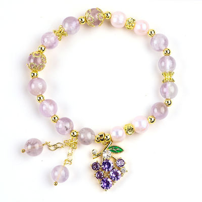Tangan Batu permata manik-manik gelang Amethyst Batu Alam Gelang Charms Adjustable Gelang Untuk pesta Pakai harian