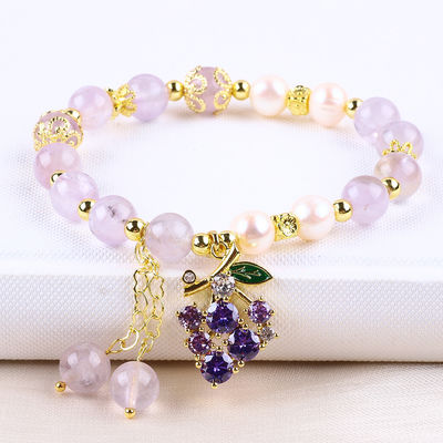 Tangan Batu permata manik-manik gelang Amethyst Batu Alam Gelang Charms Adjustable Gelang Untuk pesta Pakai harian