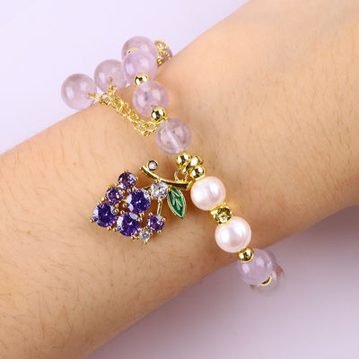 Tangan Batu permata manik-manik gelang Amethyst Batu Alam Gelang Charms Adjustable Gelang Untuk pesta Pakai harian