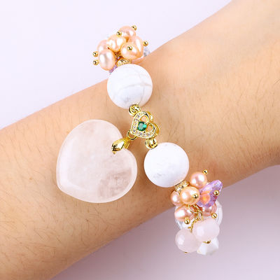 Tangan Batu Permata Perhiasan Gelang Natural Putih Biru Batu Gelang Charms Adjustable Gelang Untuk Pesta Setiap Hari