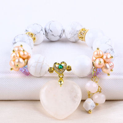Tangan Batu Permata Perhiasan Gelang Natural Putih Biru Batu Gelang Charms Adjustable Gelang Untuk Pesta Setiap Hari