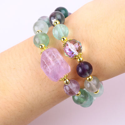 Handmade Batu permata manik-manik gelang warna alami Fluorite Batu gelang Adjustable Charms gelang untuk pesta setiap hari