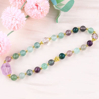 Handmade Batu permata manik-manik gelang warna alami Fluorite Batu gelang Adjustable Charms gelang untuk pesta setiap hari
