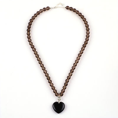 8mm Manik Obsidian Hitam Bersiuman Kuarsa Kristal Batu Kalung