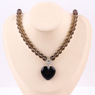 8mm Manik Obsidian Hitam Bersiuman Kuarsa Kristal Batu Kalung