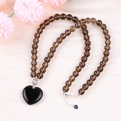 8mm Manik Obsidian Hitam Bersiuman Kuarsa Kristal Batu Kalung