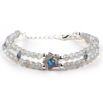 Handmade Moonstone Beaded Bracelet Natural Moonstone Bracelet Adjustable Charms Bracelet Untuk Pesta Pakai Sehari-hari