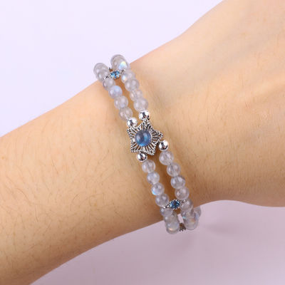 Handmade Moonstone Beaded Bracelet Natural Moonstone Bracelet Adjustable Charms Bracelet Untuk Pesta Pakai Sehari-hari