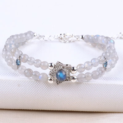 Handmade Moonstone Beaded Bracelet Natural Moonstone Bracelet Adjustable Charms Bracelet Untuk Pesta Pakai Sehari-hari