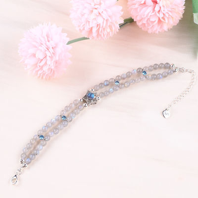 Handmade Moonstone Beaded Bracelet Natural Moonstone Bracelet Adjustable Charms Bracelet Untuk Pesta Pakai Sehari-hari