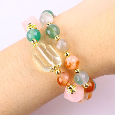 Handmade Batu permata bertali Perhiasan Bunga alami Agate Batu Perhiasan Charms Adjustable Perhiasan untuk pesta setiap hari