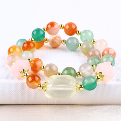 Handmade Batu permata bertali Perhiasan Bunga alami Agate Batu Perhiasan Charms Adjustable Perhiasan untuk pesta setiap hari