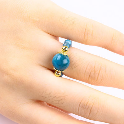 4MM Apatite Small Bead Healing Energy Crystal Round Stretch Bead Ring Untuk Pakaian Harian Dan Pesta