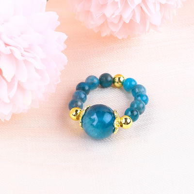 4MM Apatite Small Bead Healing Energy Crystal Round Stretch Bead Ring Untuk Pakaian Harian Dan Pesta