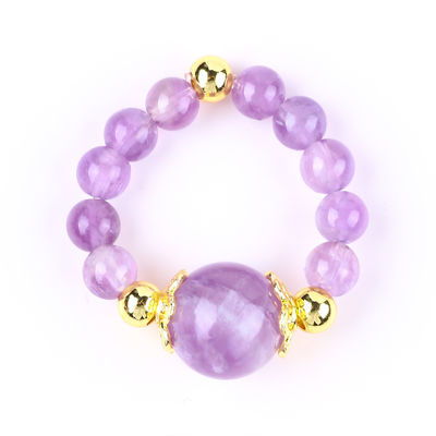 Handmade Unik 4MM Amethyst Kristal Batu permata Adjustable Elastic Ring Untuk Pakai Sehari-hari