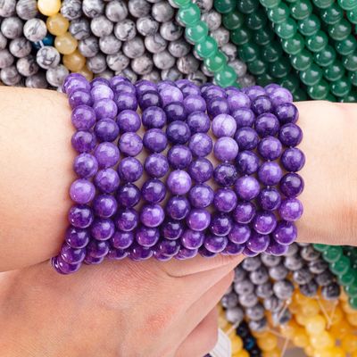 8mm Violet Galaxy Agate Batu permata manik-manik Crystal Batu penyembuhan Manik-manik untuk pembuatan perhiasan