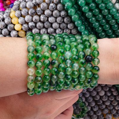 8mm Clear Moss Agate Gemstone Beads Healing Crystal Stone Beads untuk pembuatan perhiasan