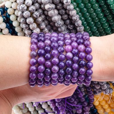 8mm Kualitas Tinggi Jelas Violet Galaxy Agate Batu permata manik-manik penyembuhan Batu kristal manik-manik untuk pembuatan perhiasan