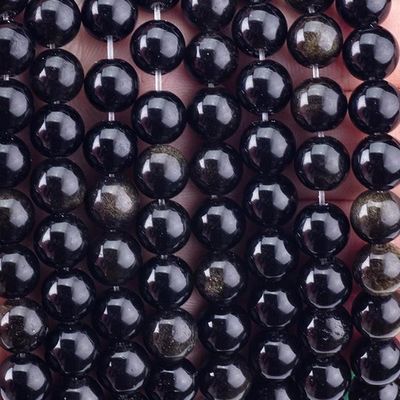 8mm Emas Obsidian Batu permata manik-manik Crystal Batu penyembuhan manik-manik untuk pembuatan perhiasan