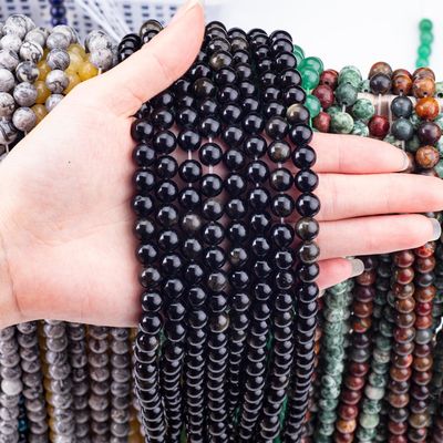 8mm Emas Obsidian Batu permata manik-manik Crystal Batu penyembuhan manik-manik untuk pembuatan perhiasan