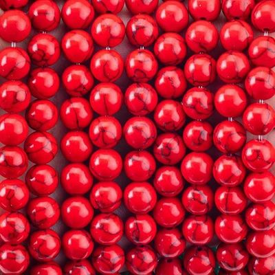 8mm buatan manusia Batu permata pirus merah manjur Batu kristal untuk pembuatan perhiasan