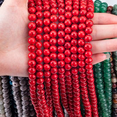 8mm buatan manusia Batu permata pirus merah manjur Batu kristal untuk pembuatan perhiasan