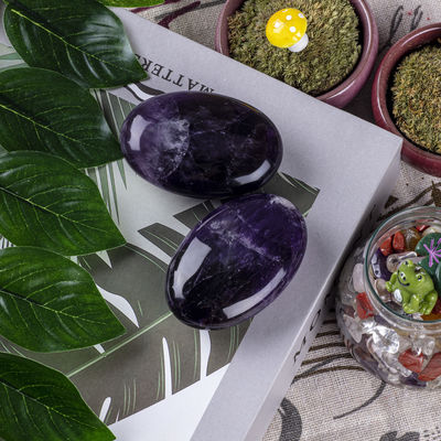 Amethyst alami yang dipoles Batu sawit Amethyst Pocket Gemstone Amethyst Batu khawatir Untuk menghilangkan stres Dekorasi rumah