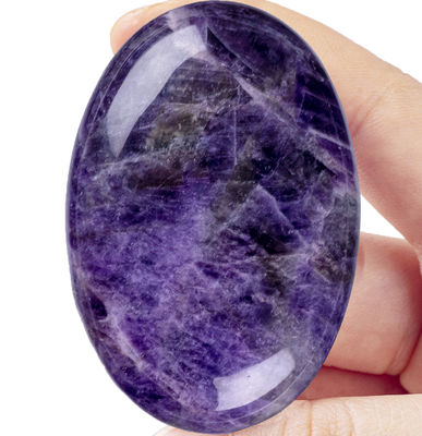 Amethyst alami yang dipoles Batu sawit Amethyst Pocket Gemstone Amethyst Batu khawatir Untuk menghilangkan stres Dekorasi rumah