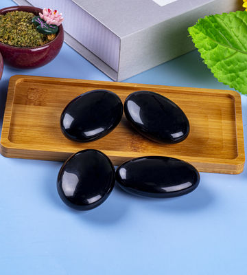 Natural Polished Black Obsidian Palm Stone Black Obsidian Pocket Worry Gemstone Untuk Mengurangi Stres Dekorasi Rumah