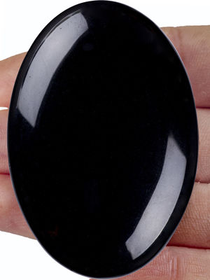 Natural Polished Black Obsidian Palm Stone Black Obsidian Pocket Worry Gemstone Untuk Mengurangi Stres Dekorasi Rumah