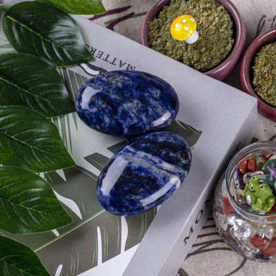 Sodalite alami yang dipoles Batu sawit Sodalite Pocket Gemstone Sodalite Batu khawatir Untuk menghilangkan stres Dekorasi rumah