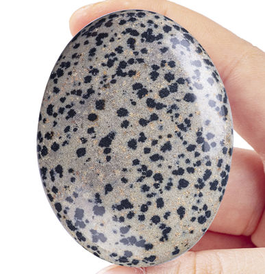 Batu Palma Jasper Dalmatian Polished Oval Bentuk Batu Energi Kristal Dalmatian untuk Dekorasi Bangunan